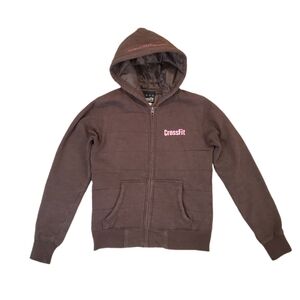 Crossfit Women's Original Vintage Brown Quilted Zip Up Hoodie Jacket‎ Size Small